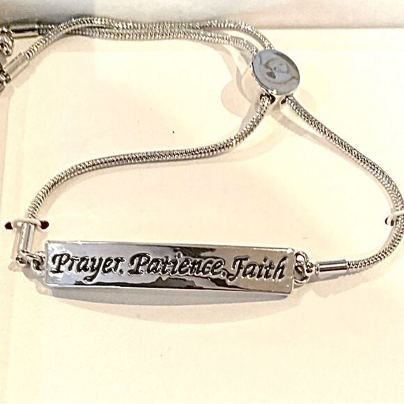 “Prayer Patience Faith” Silver Slide Bracelet - Picture 6 of 6